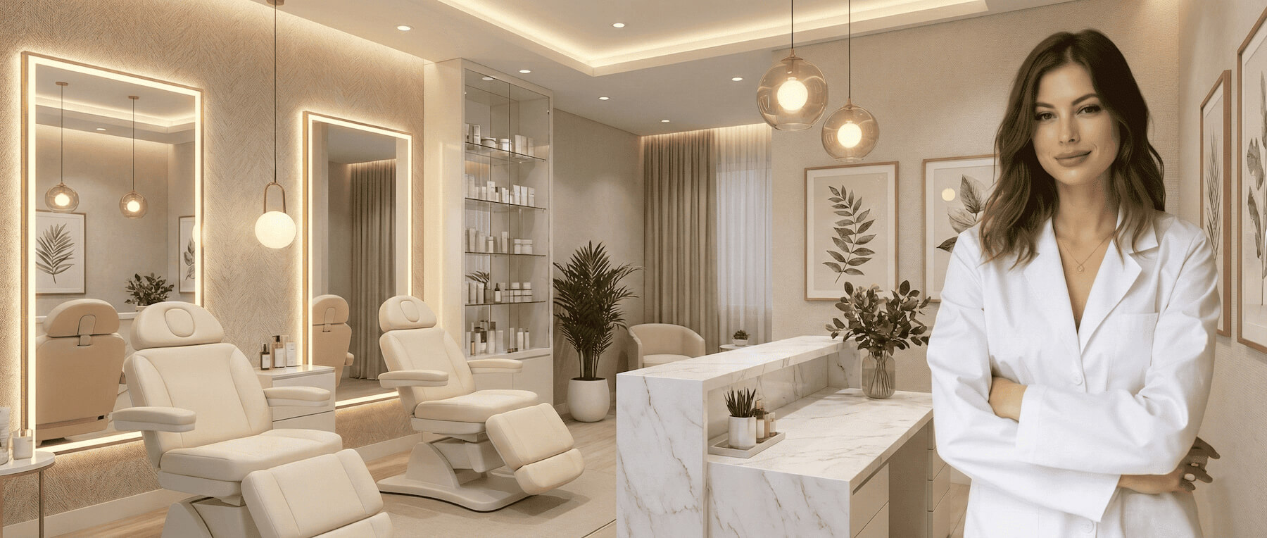 Clean, professional medical spa treatment room with neutral tones at Ervin Beauty in Studio City