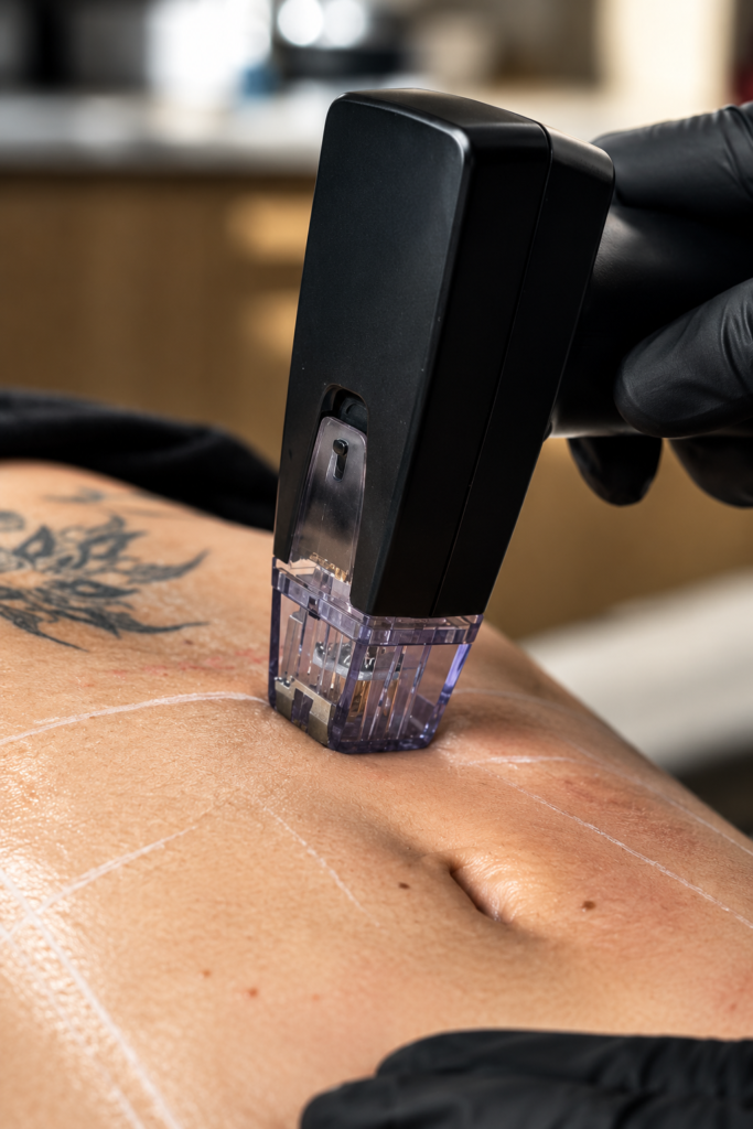Morpheus8 procedure on the abdomen